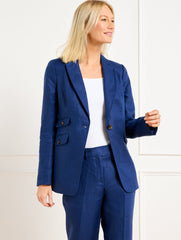 BRIGHT NAVY LUXE IRISH LINEN BLAZER | Talbots US