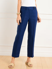 BRIGHT NAVY STRAIGHT LEG LUXE IRISH LINEN PANTS | Talbots US