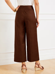 DARK WALNUT WIDE CROP LINEN BLEND PANTS | Talbots sale