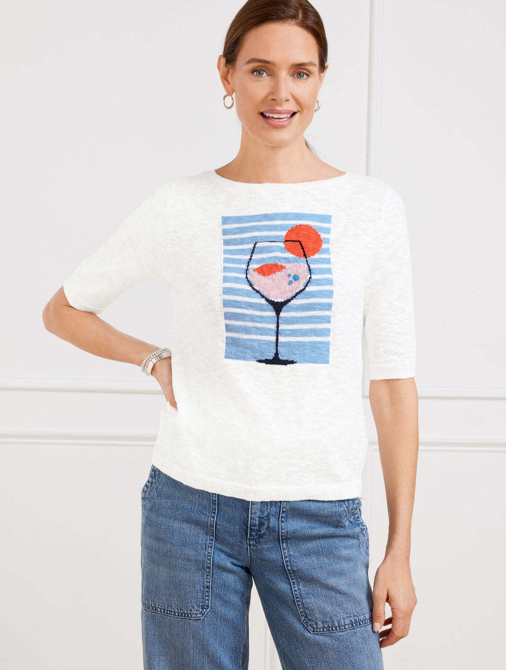 WHITE MULTI BOATNECK PULLOVER - COCKTAIL | Talbots for sale