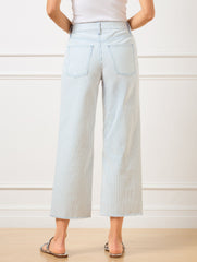 IVORY/INDIGO HIGH WAIST WIDE CROP JEANS - AWNING STRIPE | Talbots on sale