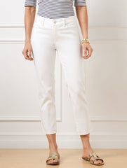 WHITE STRAIGHT CROP JEANS - WHITE | Talbots discount