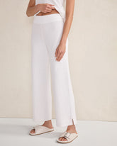 WHITE ORGANIC COTTON LINEAR STITCH STRAIGHT LEG PANTS | Talbots US