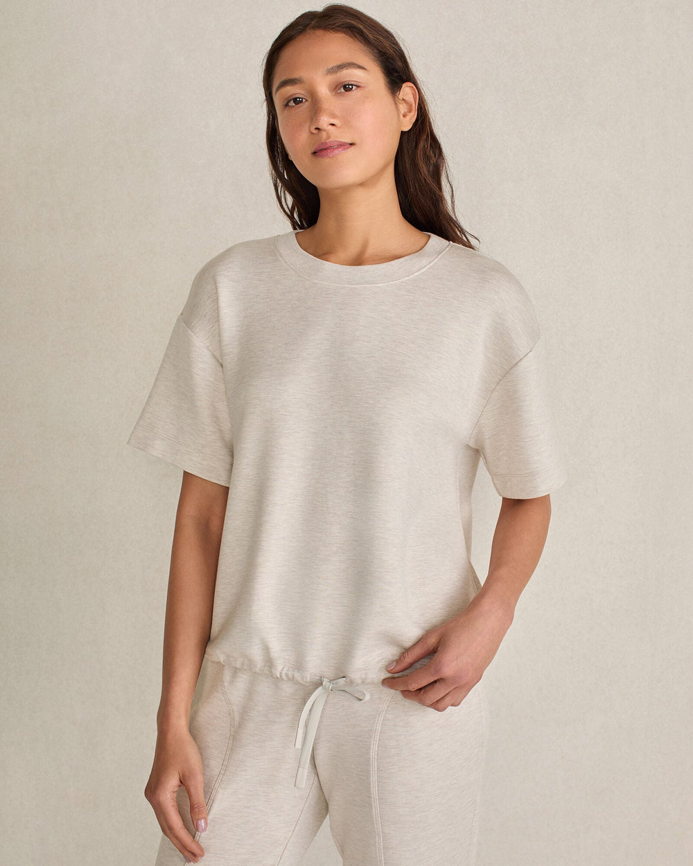 ENOKI HTHR SOFT KNIT TIE-FRONT SHORT SLEEVE TOP | Talbots US