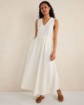 IVORY COTTON BLEND TEXTURED MIDI DRESS | Talbots for sale