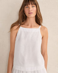 WHITE LINEN SQUARE NECK TANK TOP | Talbots for sale
