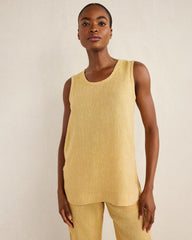 WHEAT CROSS DYE|OATMEAL CROSS DYE LINEN SCOOP NECK TUNIC | Talbots on sale