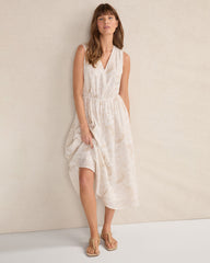 CORTADO MULTI SHELLS COTTON VOILE BLEND SHELL MIDI DRESS | Talbots outlet