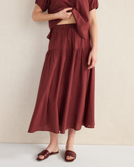 GARNET COTTON VOILE BLEND DROP WAIST MIDI SKIRT | Talbots for sale