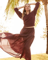 GARNET COTTON VOILE BLEND DROP WAIST MIDI SKIRT | Talbots for sale