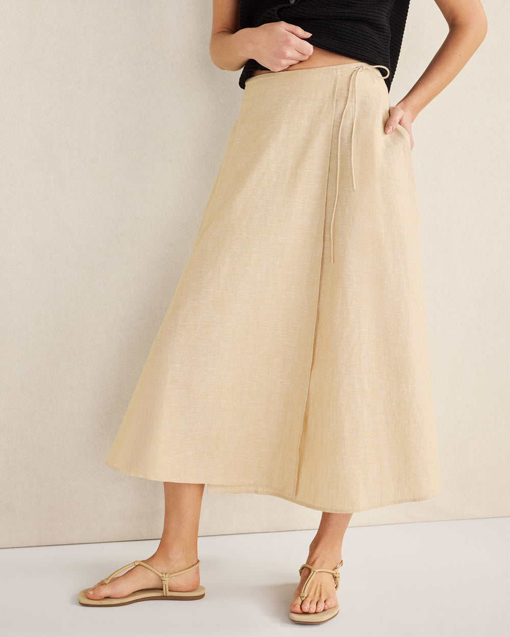 CORTADO CROSSDYE ORGANIC COTTON LINEN WRAP SKIRT | Talbots near me