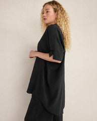 BLACK ORGANIC COTTON CRINKLE GAUZE BUTTON DOWN | Talbots for sale