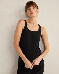 BLACK ORGANIC COTTON RIB KNIT TANK | Talbots US