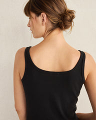 BLACK ORGANIC COTTON RIB KNIT TANK | Talbots US