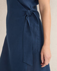 CORTADO|TWILIGHT LINEN SHORT SLEEVE WRAP DRESS | Talbots outlet
