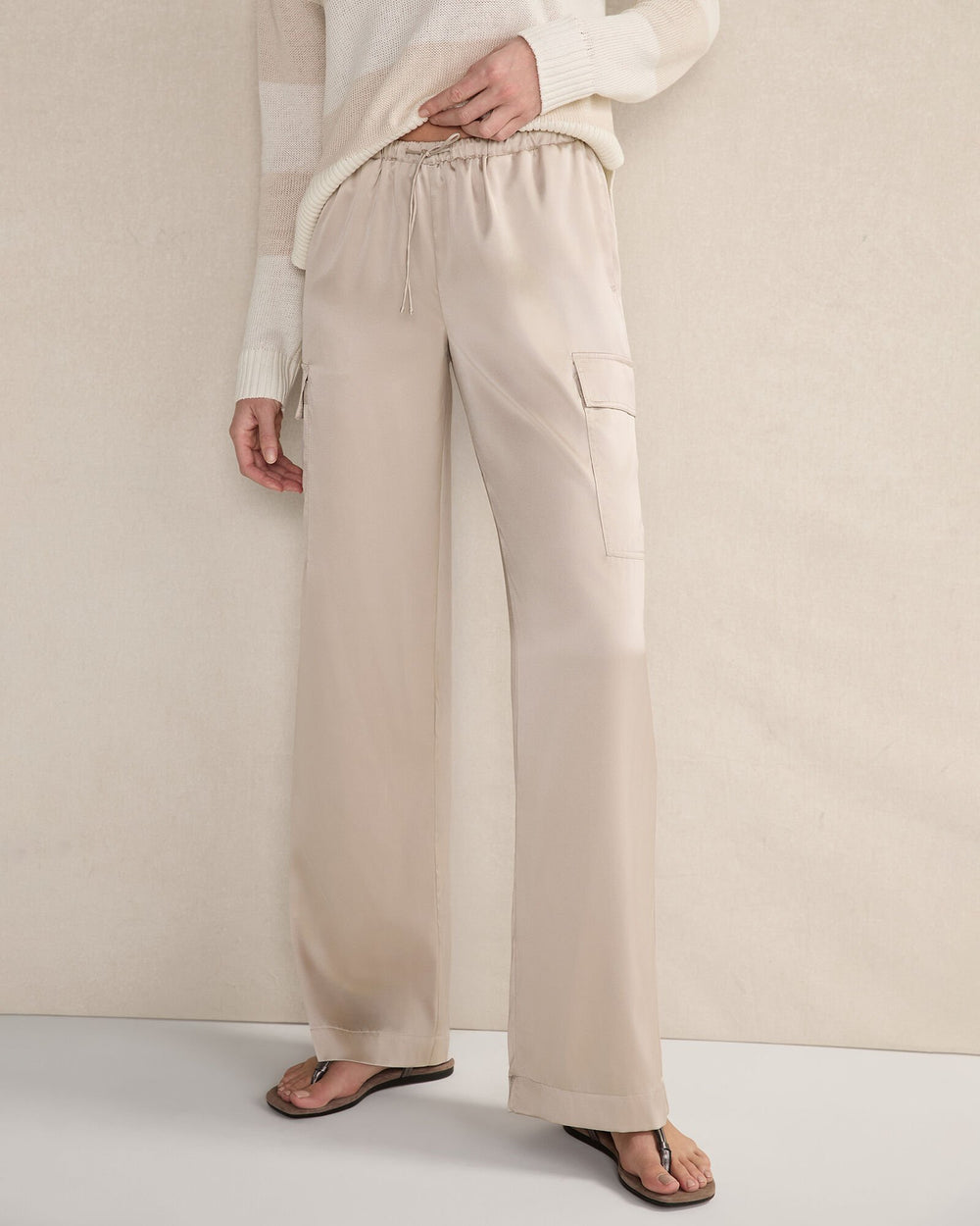 PEBBLE WASHABLE SILK CARGO PANTS | Talbots US