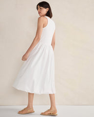 WHITE ORGANIC COTTON DROP WAIST BUBBLE DRESS | Talbots sale