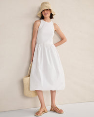 WHITE ORGANIC COTTON DROP WAIST BUBBLE DRESS | Talbots sale