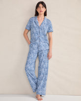 TWILIGHT MULTI ORGANIC COTTON JERSEY ABSTRACT WAVE SLEEP SET | Talbots discount