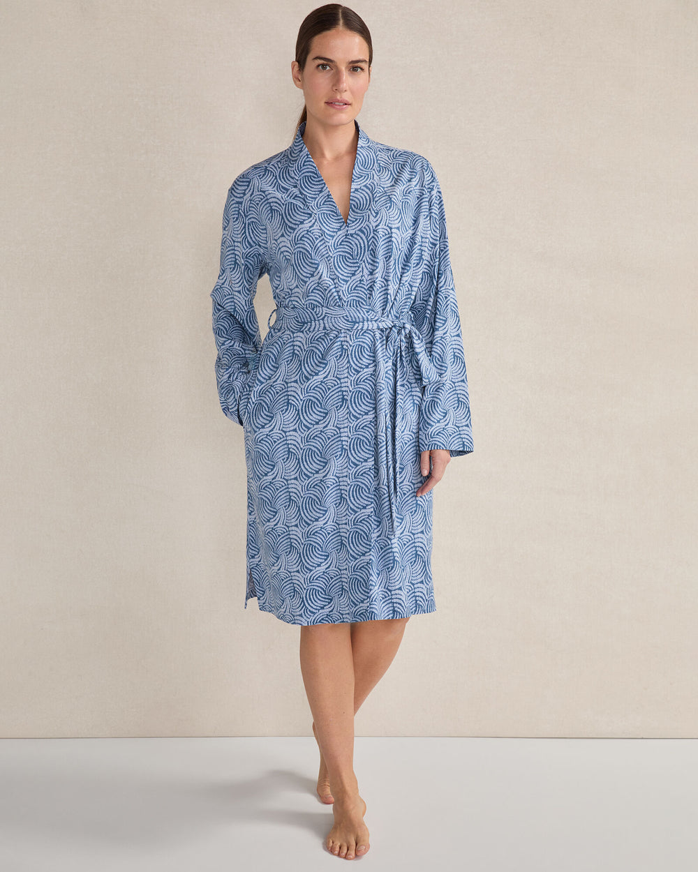 TWILIGHT MULTI ORGANIC COTTON JERSEY ABSTRACT WAVE ROBE | Talbots sale