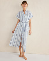 WIND MULTI ORGANIC COTTON LINEN COASTAL STRIPE ROBE | Talbots online