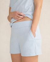 HERON HEATHER|WHITE ORGANIC COTTON RIB KNIT SHORTS | Talbots sale