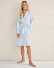 HERON HEATHER|SAND HEATHER ORGANIC COTTON RIB KNIT ROBE | Talbots US