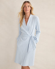 HERON HEATHER|SAND HEATHER ORGANIC COTTON RIB KNIT ROBE | Talbots US