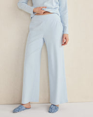 VETIVER HEATHER|WHITE|SAND HEATHER|HERON HEATHER ORGANIC COTTON RIB KNIT WIDE LEG PANTS | Talbots online