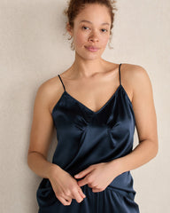 BLACK|BLACKCURRANT|BURGUNDY BERRY|FULL MOON|TRUE NAVY WASHABLE SILK PLEATED CAMI | Talbots discount