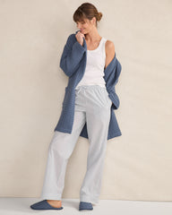 INDIGO|WHITE ORGANIC COTTON WAFFLE HOODED ROBE | Talbots near me