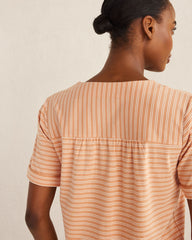 ORGANIC COTTON JERSEY STRIPED SHORT SLEEVE SLEEP TOP | Talbots online