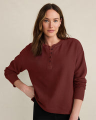 FAWN HEATHER|GARNET|LT STONE ORGANIC COTTON WAFFLE HENLEY | Talbots on sale