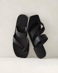 BLACK CRISS CROSS STRAPPY SANDAL | Talbots discount