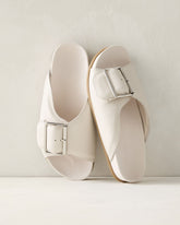 LIGHT STONE LEATHER BUCKLE SLIDES | Talbots US