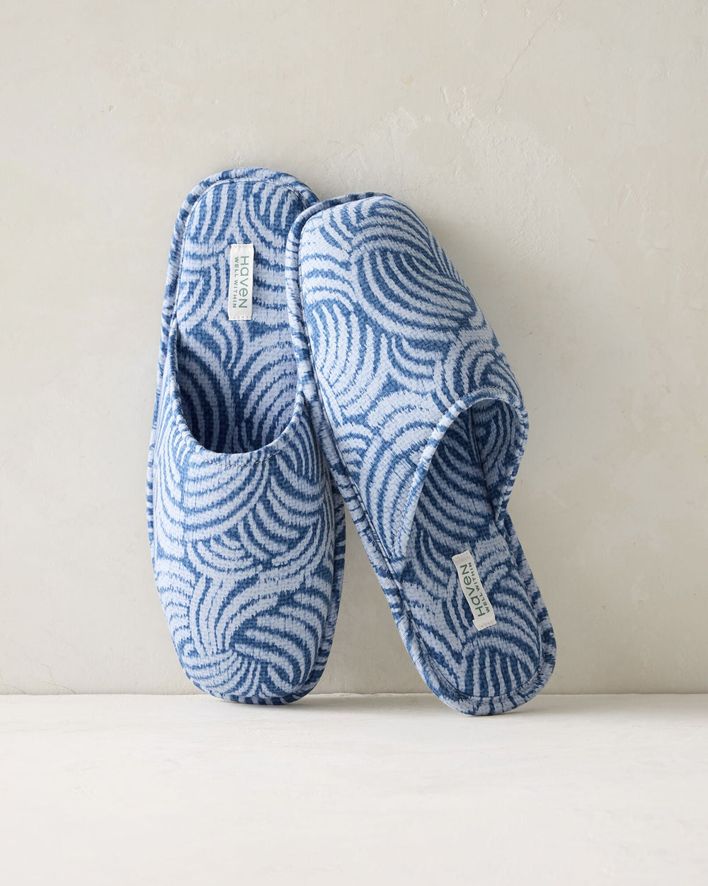 TWILIGHT MULTI ORGANIC COTTON JERSEY ABSTRACT WAVE SLIPPERS | Talbots online