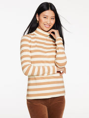 IVORY/TOASTED COCONUT CLASSIC TURTLENECK - BARNET STRIPE | Talbots discount