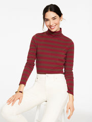 IVORY/TOASTED COCONUT|PORT WINE/DARK WALNUT CLASSIC TURTLENECK - BARNET STRIPE | Talbots US
