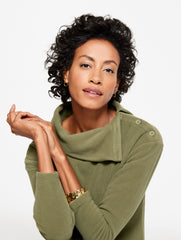 AUTUMN BERRY|BURNT OLIVE|EGGPLANT MICROFLEECE BUTTON SHOULDER PULLOVER | Talbots US