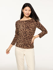 TOASTED COCONUT/BLACK BATEAU NECK TEE - SPECTACULAR ANIMAL | Talbots on sale