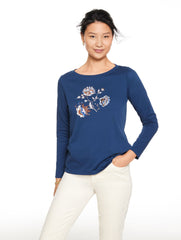 INDIA INK LONG SLEEVE CREWNECK TEE - FULL BLOOM | Talbots sale