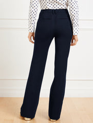 BLACK|INDIGO|RICH BURGUNDY FLARE LEG COTTON BI-STRETCH PANTS | Talbots online
