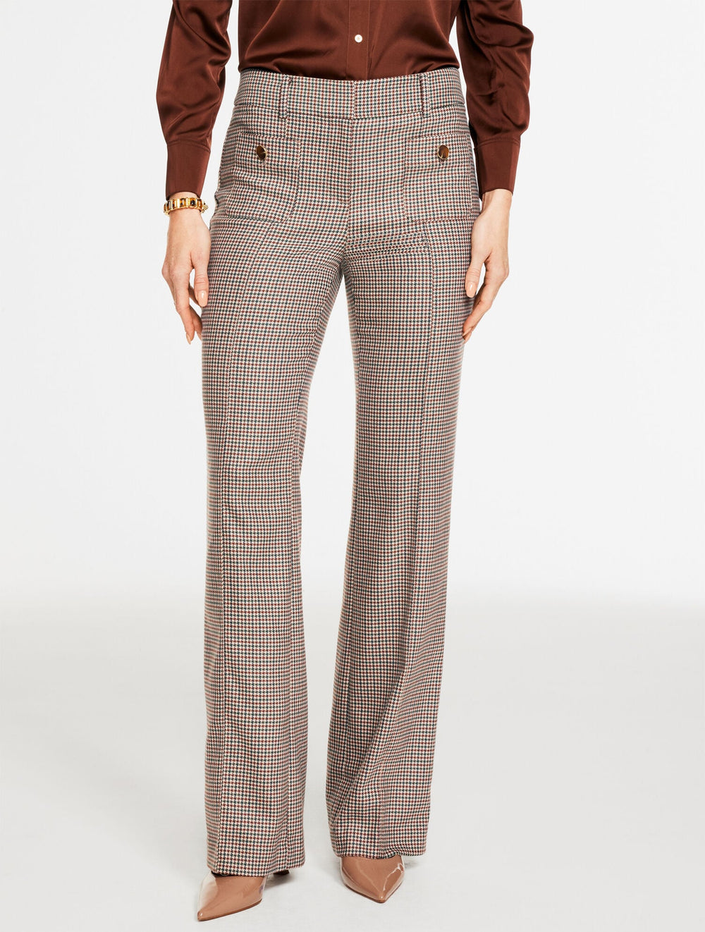 TOASTED COCONUT MULTI BOOT LEG PANTS - CHARMING PLAID | Talbots sale