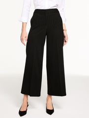 BLACK MULTI WIDE ANKLE PINSTRIPE PONTE PANTS | Talbots for sale
