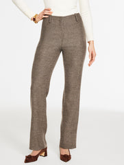 CHESTNUT MULTI TALBOTS SOUTHAMPTON WOOL STRAIGHT LEG PANTS - HERRINGBONE | Talbots outlet