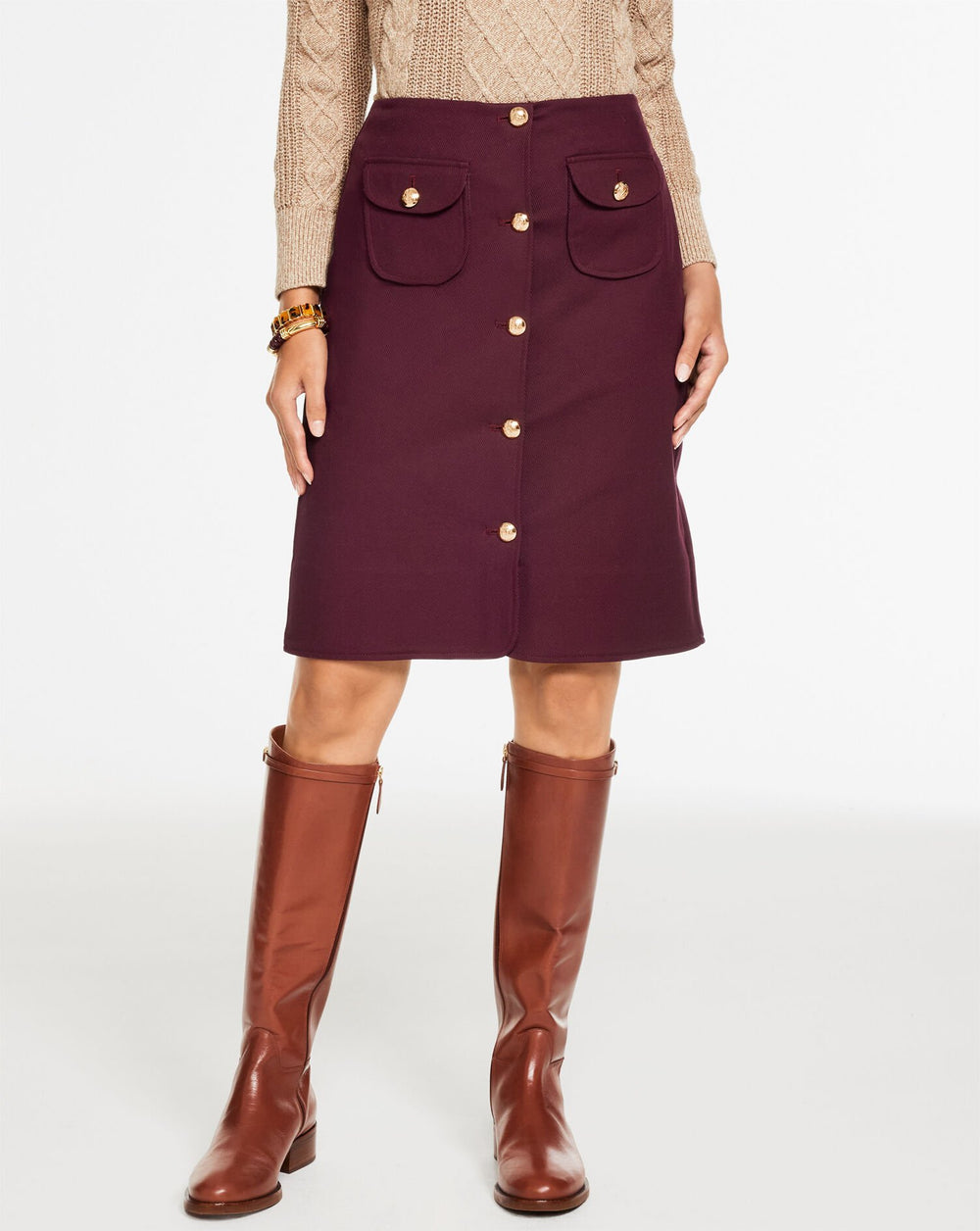 RICH BURGUNDY TWILL A-LINE SKIRT | Talbots near me