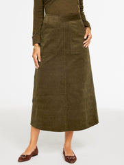 INDIGO BLUE|SEAWEED CORDUROY FIT & FLARE SKIRT | Talbots US