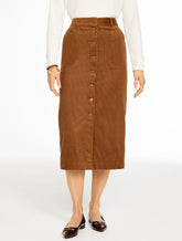 CARAMEL|RICH BURGUNDY CORDUROY MIDI SKIRT | Talbots sale