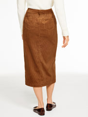CARAMEL|RICH BURGUNDY CORDUROY MIDI SKIRT | Talbots sale