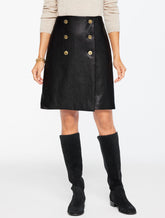 BLACK FAUX LEATHER A-LINE SKIRT | Talbots online